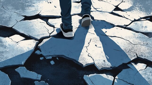 navigating uncertain terrain: a visual metaphor for facing challenges with determination and forward-thinking vision in unpredictable situations