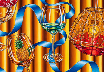 Vector illustration of an abstract background of drinks and party