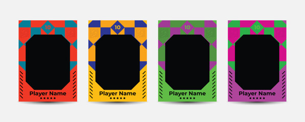 Set of player trading card template, Photo frame and border collection for soccer, hockey, volleyball, and basketball players, Sport flyer layout design, Template eps 10.	