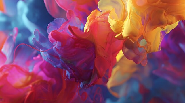 Colorful abstract fluid art swirls and blooms