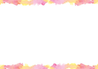 White background with warm watercolor paints painted on top and bottom - horizontal