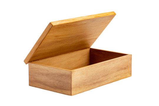 a wooden box with a lid open