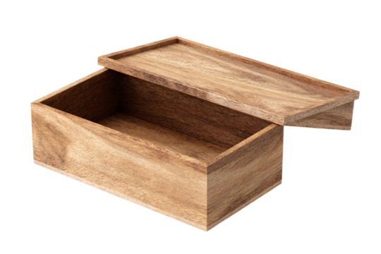 a wooden box with a lid open