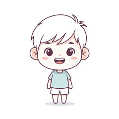 Obraz premium Adorable Chibi Kid Character with Happy Expression - Cute Cartoon Boy Illustration for Children's Design