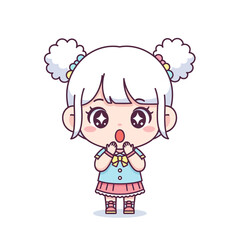 Obraz premium Adorable Chibi Girl with Surprised Expression and Sparkling Eyes