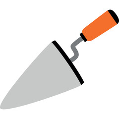 A Trowel Tool With A Silver Blade And An Orange Handle On A Transparent Background
