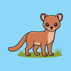 Fototapeta premium Cute Fossa — Endemic Wildlife of Madagascar | Flat Vector Illustration