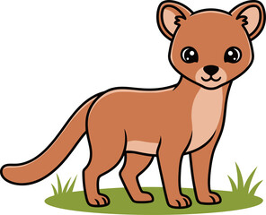 Fototapeta premium Cute Fossa — Endemic Wildlife of Madagascar - Flat Vector Illustration