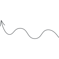 A Thin Gray Wavy Line with an Upward Arrow on the Left Side on a Transparent Background