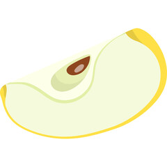 A Thin Slice Of A Yellow Apple With A Brown Seed In The Center Isolated On A White Background With A Subtle Yellow Outer Edge Detailed Healthy Food Slice