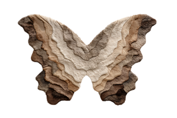 a butterfly made of wool and fabric on a white background
