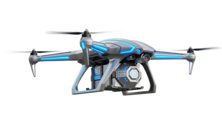 A close-up shot of a modern drone, showcasing its advanced features and design.