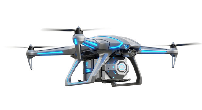 A close-up shot of a modern drone, showcasing its advanced features and design.