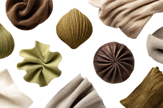 a variety of different colored knits on a white surface