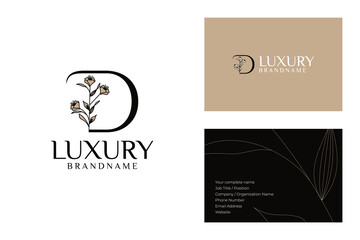 Luxury Brand Logo Design with Botanical Ornament and Card Template