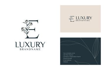 Minimalist Floral Emblem and Elegant Business Card Design