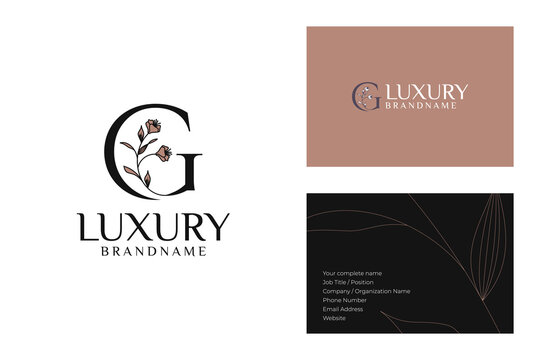 Floral Monogram Logo with Minimal Business Card