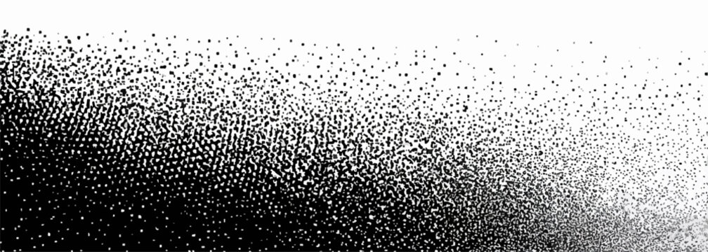 D&eacute;grad&eacute; de points noirs subtil sur fond blanc, cr&eacute;ant un effet de texture granulaire abstrait.