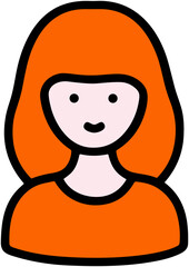 Cute Orange Hair Girl Icon: Cheerful Flat Avatar