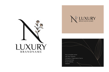 Elegant Feminine Floral Logo and Professional Business Card Design