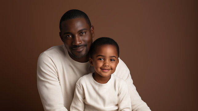 Father and son portrait studio shot bonding family love togetherness - Powered by Adobe