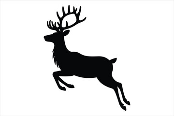 Obraz premium Festive Christmas reindeer silhouette vectors featuring elegant deer poses in classic black and white