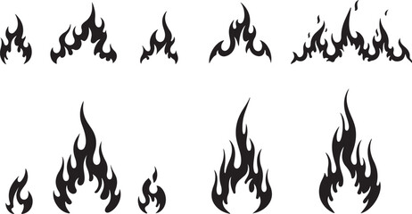 Naklejka premium Black Fire Silhouette Set Decorative Elements for Design & Illustration Projects
