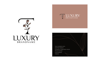 Minimalist Botanical Monogram Logo and Modern Business Card