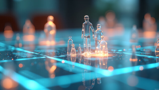 Abstract depiction of artificial intelligence leadership with digital network, suggesting - Powered by Adobe