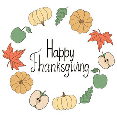Happy Thanksgiving wreath illustration