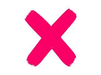 Obraz premium Pink cross brush stroke isolated on transparent background