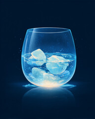 ice cube, glass of ice water, transparent cup, floating ice cubes, cold refreshing concept