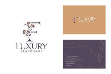 Minimalist Floral Emblem and Elegant Business Card Design
