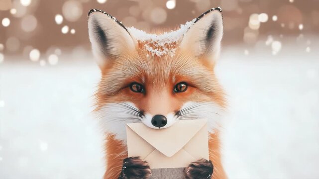 Red fox delivering an important message in a snowy winter scene