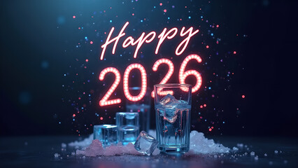 Cheers to 2026: A refreshing beverage against a celebratory backdrop, symbolizing hope and new