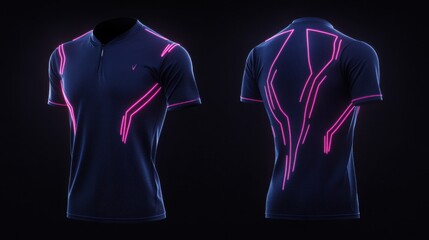 neon-inspired sports jersey mockup, front and back view,