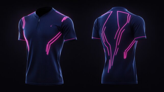 neon-inspired sports jersey mockup, front and back view, - Powered by Adobe
