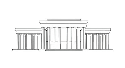 Classic building facade architecture minimalist vector illustration.
