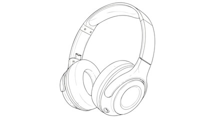 Headphones minimal vector line art illustration.