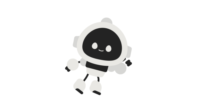 Adorable minimalist white robot character floating happily. - Powered by Adobe