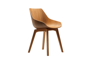 a wooden chair with a bent back and a bent seat