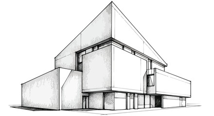 Minimalist house architecture geometric structure vector illustration.