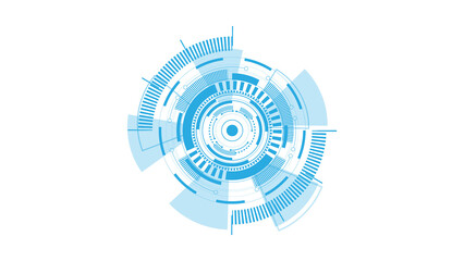 Futuristic circular HUD interface element design on a white background.