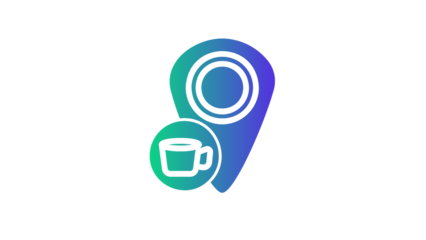 Gradient map marker icon for a coffee shop location.