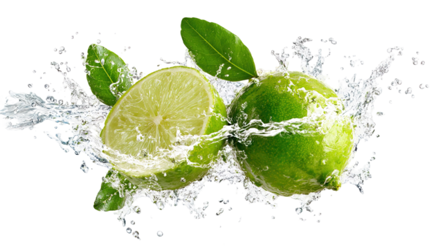 Ripe wedge of yellow lemon citrus fruit stand isolated on transparent background