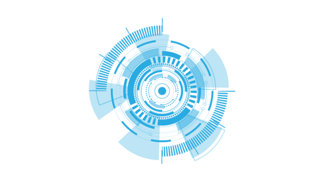 Futuristic circular HUD interface element design on a white background.