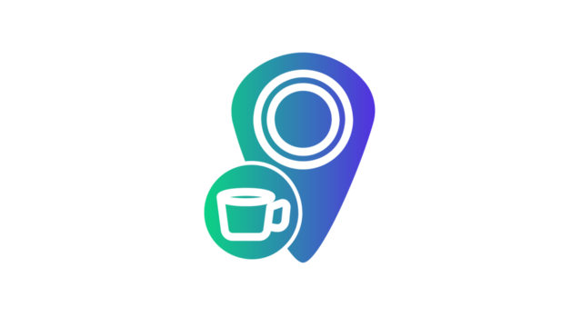 Gradient map marker icon for a coffee shop location.