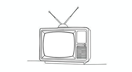 Retro television minimalist vintage technology vector line art illustration.