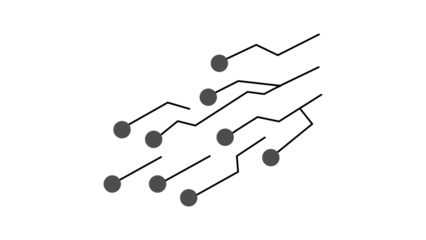 Abstract technological network with connected nodes and pathways.