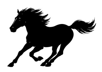 馬のシルエット年賀状素材セット